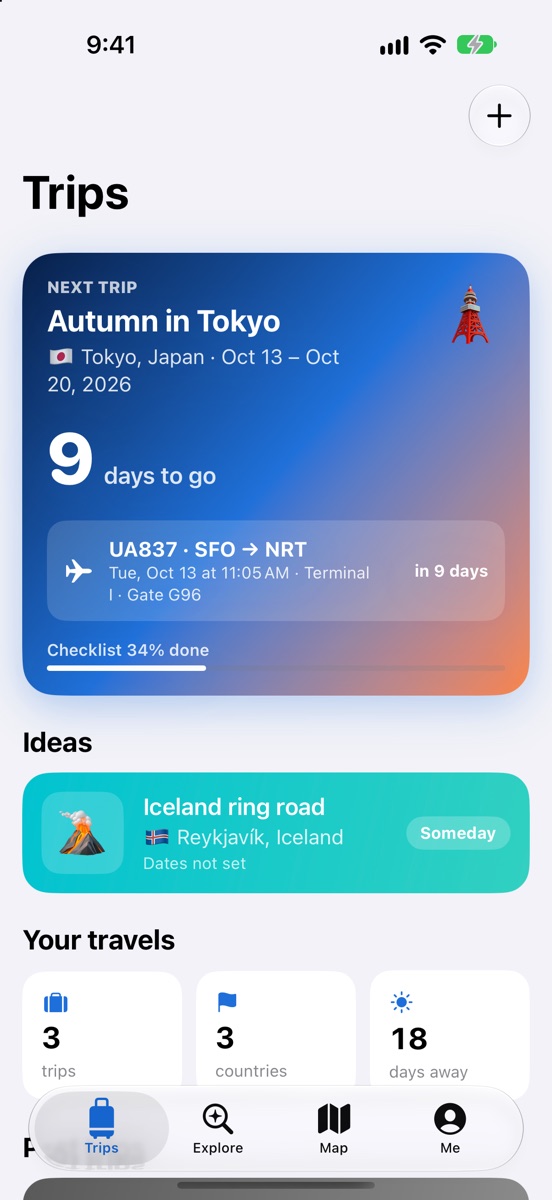 Your next trip with a countdown
